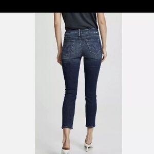 Mother The Looker Crop Denim Jeans On the Edge Medium Wash Blue (Size 26)